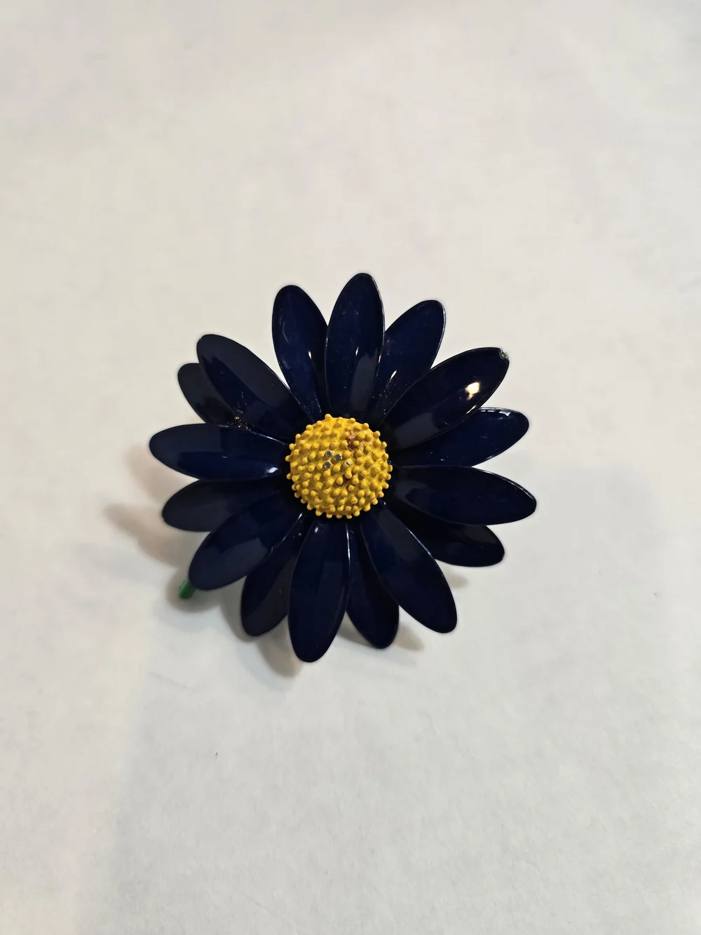 Source Unknown Navy Blue and Yellow Daisy Brooch